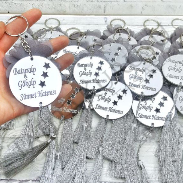 Süslemeli Pleksi lazer kesim yıldızlı yuvarlak model